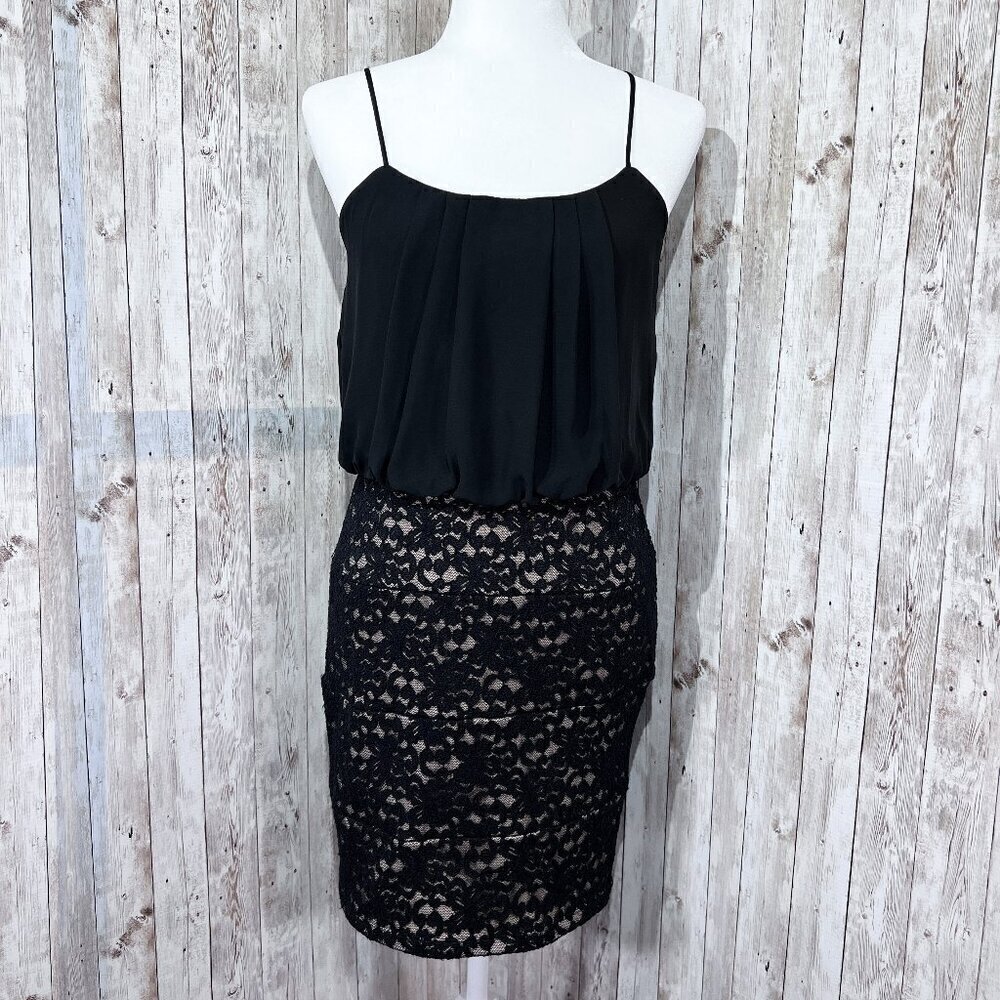 Women's Sweet Storm Dress | Spaghetti Strap | Large | Knee Length | Black | Lace